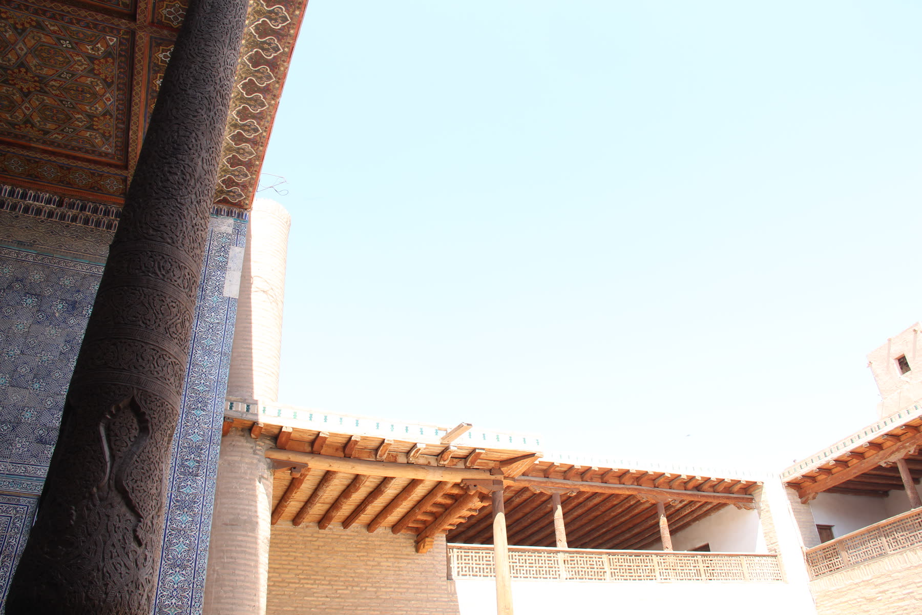 Carved columns of an iwan at Tosh-Hovli, Khiva