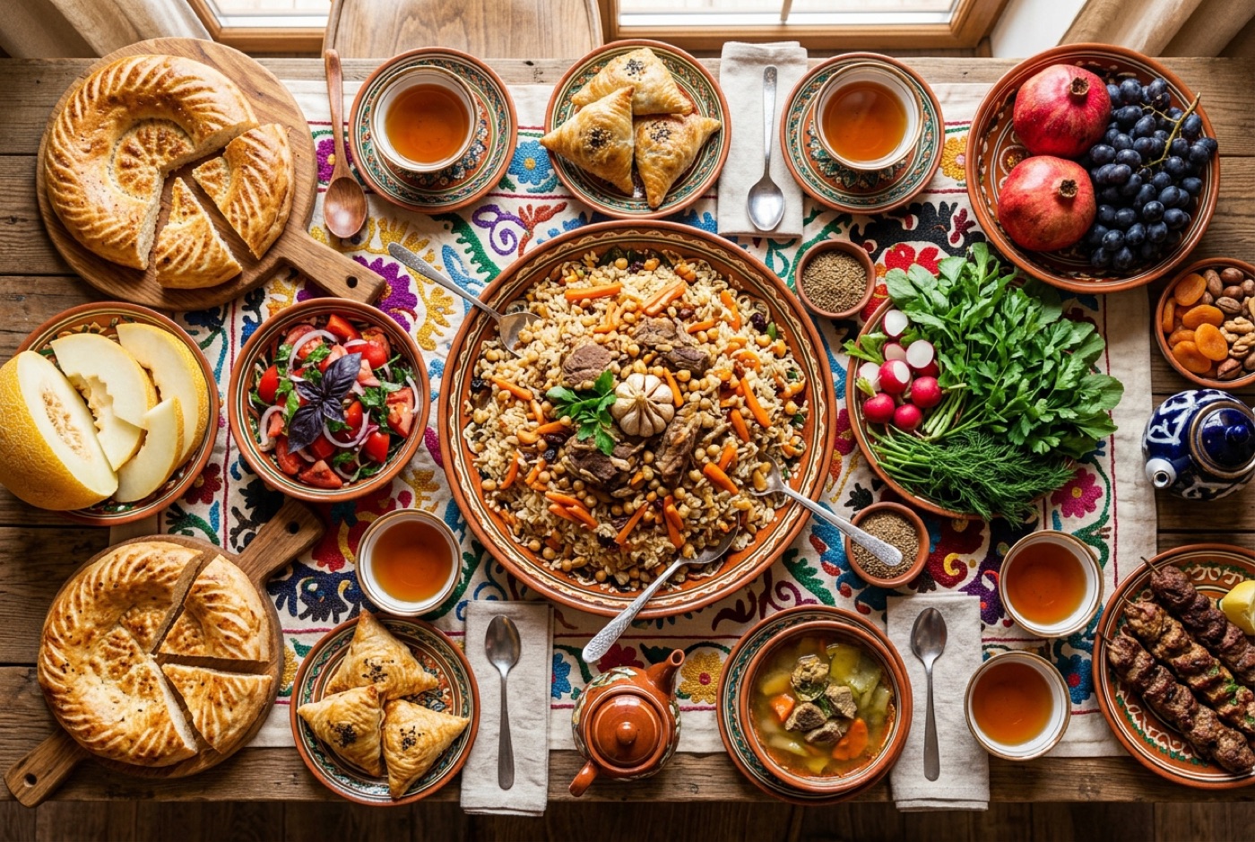 A table laid for guests